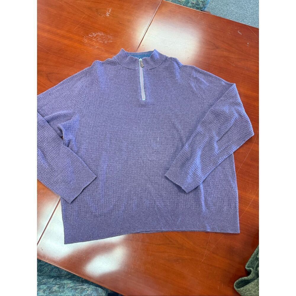 Jos. A. Bank 1905 Purple Waffle Knit Quarter Zip Sweater sz XXL